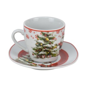 SET 6 TAZZINE DI PORCELLA CON PIATTINO DECORO NATALIZIO CC. 90