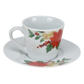 SET 6 TAZZINE DI PORCELLA CON PIATTINO TONDO DECORO NATALIZIO CC. 90