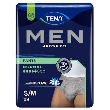 TENA MEN ACTIVE FIT PANTS MUTANDINE PER INCONTINENZA S/M NORMAL 9 PEZZI