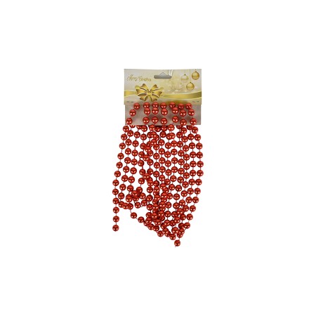 GHIRLANDA DI PERLINE PER DECORO NATALIZIO COLORE ROSSO CM. 1x270