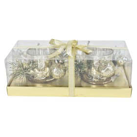 PORTA CANDELA DI NATALE 2F COLORE ORO CM. 22,3x11,3x7,5