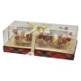 PORTA CANDELA DI NATALE 2F COLORE ORO ROSSO CM. 22,3x11,3x7,5