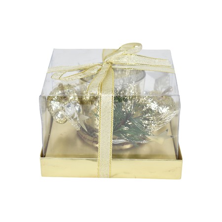 PORTA CANDELA DI NATALE COLORE ORO CM. 11,3x11,3x7,5
