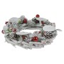 PORTA CANDELE A 4 FIAMME CON DECORO NATALIZIO BIANCO CM. 35