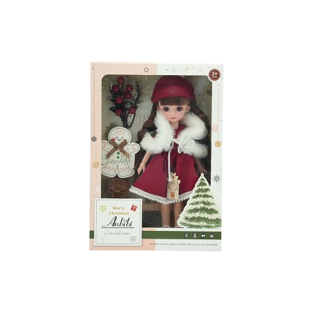 BAMBOLA DI NATALIZIA CON VESTITO COLORE ROSSO CM. 30