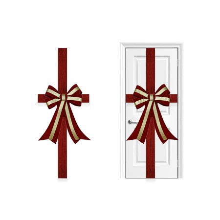 NATALUNA FIOCCO PER PORTA CON NASTRO DI COLORE ROSSO/ORO CM. 45x75