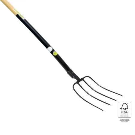 VERDEMAX FORCA 4 DENTI IN ACCIAIO TEMPERATO VERNICIATO CON MANICO IN LEGNO CM. 140