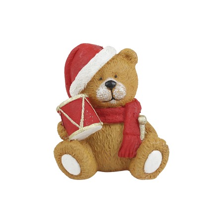 NATALUNA CANDELA DI NATALE A FORMA ORSO CON CAPPELLO CM. 12,5h.