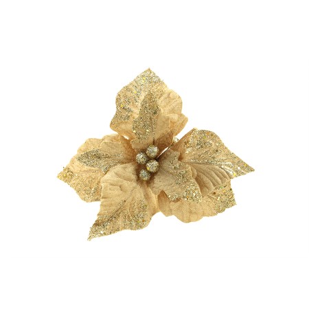 NATALUNA FIORE DI NATALE CON CLIP DI COLORE PANNA/ORO