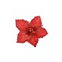 NATALUNA FIORE DI NATALE CON GLITTER DI COLORE ROSSO CM. 35x30