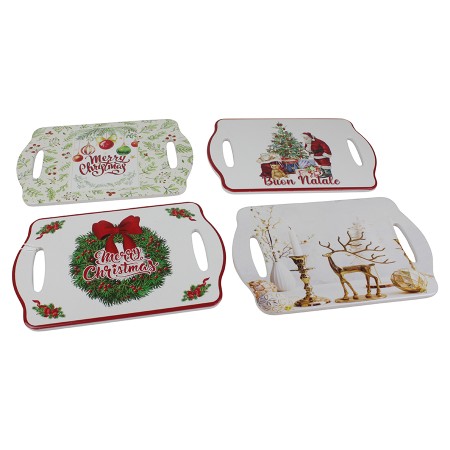 NATALUNA SOTTO PENTOLA VASSOIO DI NATALE IN CERAMICA CM. 18x28