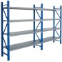 Scaffalatura Metallica Industriale Modulare con 5 Ripiani Rinforzati – Colore Blu/Grigio – cm 310x80x230h.