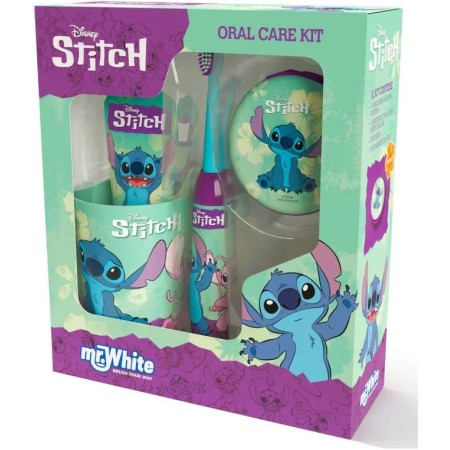 MR WHITE SET STITCH SPAZZOLINO ELETTRICO DA DENTI CON DENTIFRICIO 75ML  BICCHIERE E PORTAMONETE