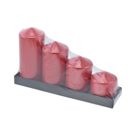 NATALUNA SET 4 CANDELE NATALIZIE PILLAR COLORE ROSSO LACCATO DIAM. CM. 5-6-8-10x12h.