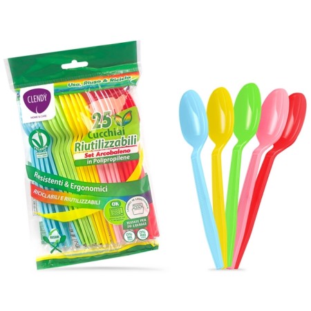 CLENDY POSATE ARCOBALENO CUCCHIAI 25PZ RIUT.