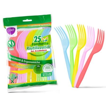 CLENDY POSATE ARCOBALENO FORCHETTE 25PZ RIUT.