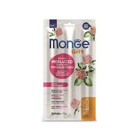Monge Gift Skin Support Gatto Ricco in Merluzzo Fresco con Trifoglio Rosso Soft Sticksa 15g