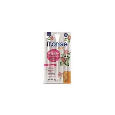 Monge Gift Skin Support Gatto Ricco in Merluzzo Fresco con Trifoglio Rosso Soft Sticksa 15g