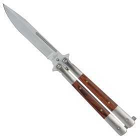 CROSSNAR KNIFE BUTTERFLY WOOD HANDLE STAINLESS STEEL BLADE ART.
