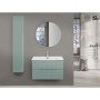 FERIDRAS MOBILE SOSPESO CM. 100 CON LAVABO IN CERAMICA E SPECCHIO IN MDF E PVC CANNETTATO VERDE LINEA BURANO