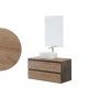 FERIDRAS MOBILE SOSPESO CON LAVABO cm. 100 IN CERAMICA E SPECCHIO IN NOBILITATO MELAMINICO OSSIDO GRIGIO LINEA REVITAL