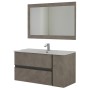 FERIDRAS MOBILE SOSPESO CON LAVABO cm. 110 IN CERAMICA E SPECCHIO IN NOBILITATO MELAMINICO BETON CENERE LINEA OXID