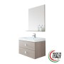 FERIDRAS MOBILE SOSPESO CON LAVABO cm. 75 IN CERAMICA E SPECCHIO ROVERE CHIARO LINEA BRAVO 75