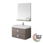 FERIDRAS MOBILE SOSPESO CON LAVABO cm. 75 IN CERAMICA E SPECCHIO ROVERE SCURO LINEA BRAVO 75