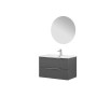 FERIDRAS MOBILE SOSPESO CON LAVABO cm. 80 IN CERAMICA E SPECCHIO IN MDF E PVC CANNETTATO GRIGIO LINEA BURANO
