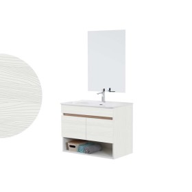 FERIDRAS MOBILE SOSPESO CON LAVABO cm. 80 IN CERAMICA E SPECCHIO IN NOBILITATO MELAMINICO BIANCO LINEA REVITAL