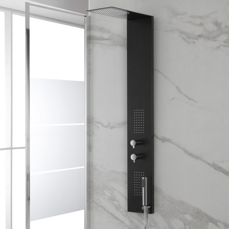 FERIDRAS PANNELLO DOCCIA MULTIFUNZIONE TOP SLIM NERA OPACO cm. 20x3x140h.