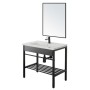 FERIDRAS SET COMPOSIZIONE BAGNO IN METALLO NERO CM. 60 CON LAVABO IN CERAMICA E SPECCHIO LINEA BORG