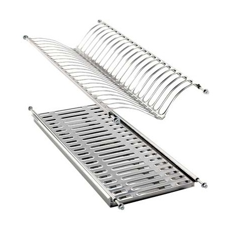 SCOLAPIATTI SCOLABICCHIERI ACCIAIO INOX CON VASCHETTA L.CM 60
