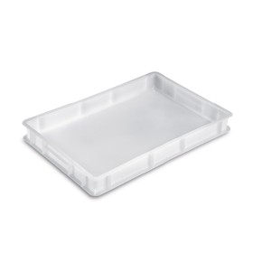 CONTENITORE CASSETTA SERVICE BIANCA CHIUSA SOVRAPPONIBILE PER CUCINA PIZZA PROFESSIONALE cm. 60x40x7h.