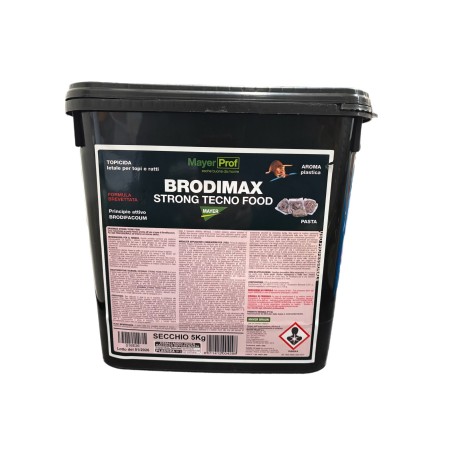 BRODIMAX FORTE STRONG TECNO FOOD PLASTICA VELENO PER TOPI TOPICIDA BIOCIDA kg. 5