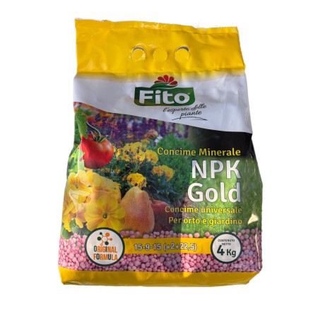 FITO CONCIME MINERALE GRANULARE LENTA CESSIONE NPK GOLD 15.9.15 (+2+22,5) COM MICROELEMENTI KG. 4