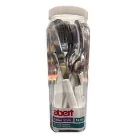 Abert Servizio 16 posate bianco Exagona color style con barattolo