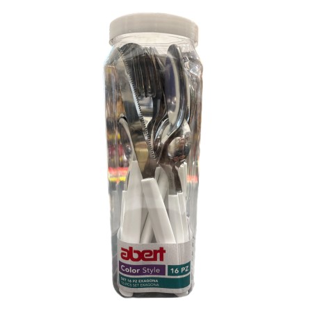 Abert Servizio 16 posate bianco Exagona color style con barattolo