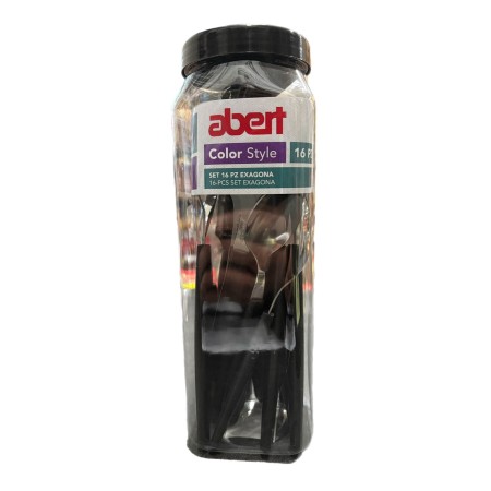 Abert Servizio 16 posate nero Exagona color style con barattolo