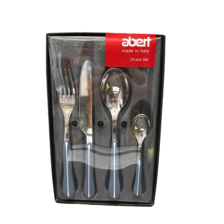 Abert Servizio 24 posate Sinuosa avio e bianco vetrina Moderna