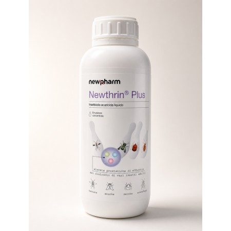 NEWPHARM NEWTHRIN PLUS INSETTICIDA-ACARICIDA LIQUIDO Permetrina Tetrametrina Piperonil butossido Geraniolo LT 1