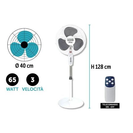 VENTILATORE C/TELEC.65W BASE 40 BIANCO PD6