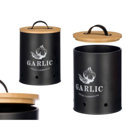 PORTA AGLIO NERO COP.BAMBU 12XH17