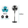 VENTILATORE PIANTANA 40CM 128CM 60W NERO