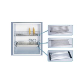 MENSOLA SCOLAPIATTI IN ACCIAIO INOX CON VASCHETTA CM. 86