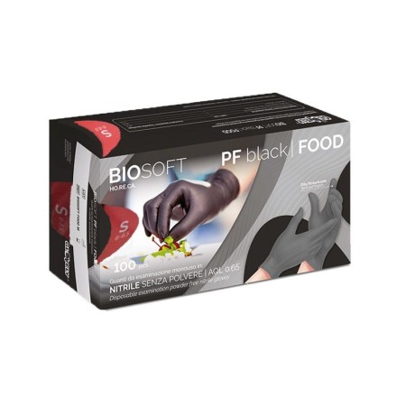 BIOSOFT GUANTI NITRILE NERO 100PZ S