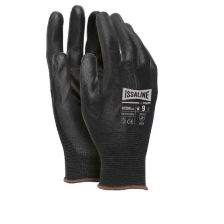 GUANTI DA LAVORO POLIESTERE SPALMATO PU NERO NITRILE TG 8 - 11