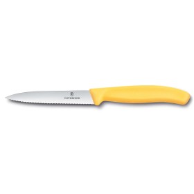 VICTORINOX SPELUCCHINO LAMA ONDULATA INOX MANICO GIALLO 6.7738.C1 CM. 10