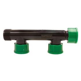 Irritec Collettore pvc con o-rings per irrigazione a 2 uscite 1 poll.