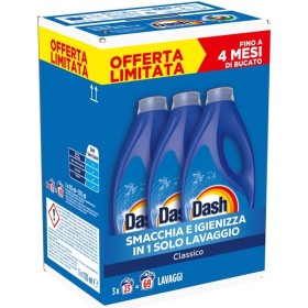 Dash detersivo liquido bucato lavatrice classivo 3 pezzi da 23 lavaggi